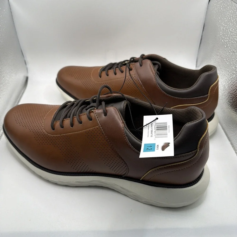 Perry Ellis Casual Shoes Men's Brown Perforated Leather Lace-Up Dress Size 11 - Picture 4 of 10